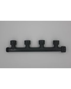 4er Verteiler aus PVC mit O-Ring-Verschraubungen, 1¨IG x (4x1¨IG) x 1¨AG