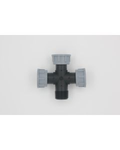Tavlit Kreuzstück 1" IG x 1" IG x 1" IG x 1" AG aus PP mit 3x O-Ring-Verschraubung