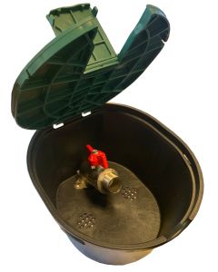 Hahnkasten mit Klappdeckel aus PP und Kugelhahn
