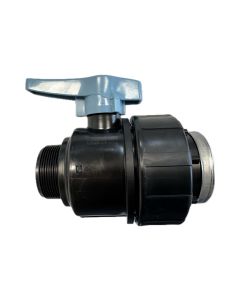 Kugelhahn aus PP mit Verstärkung 2¨AG x 2¨IG, PN16